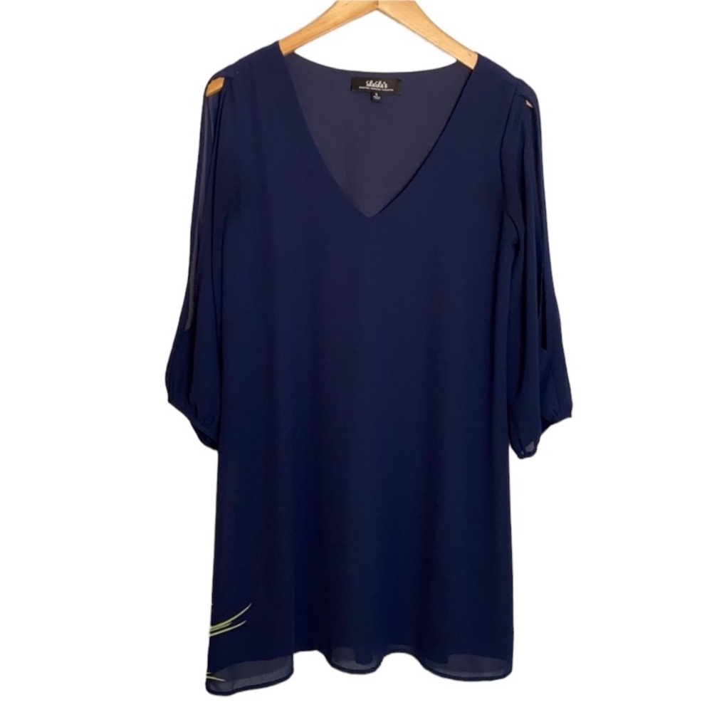 Lulus dark navy blue open cut sleeve shift dress size small